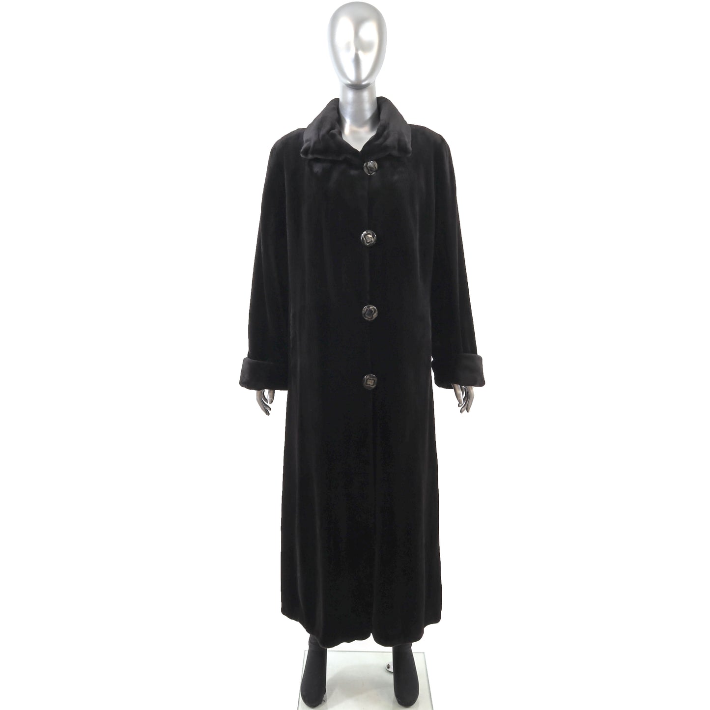 Black Sheared Mink Coat Reversible to Taffeta- Size S