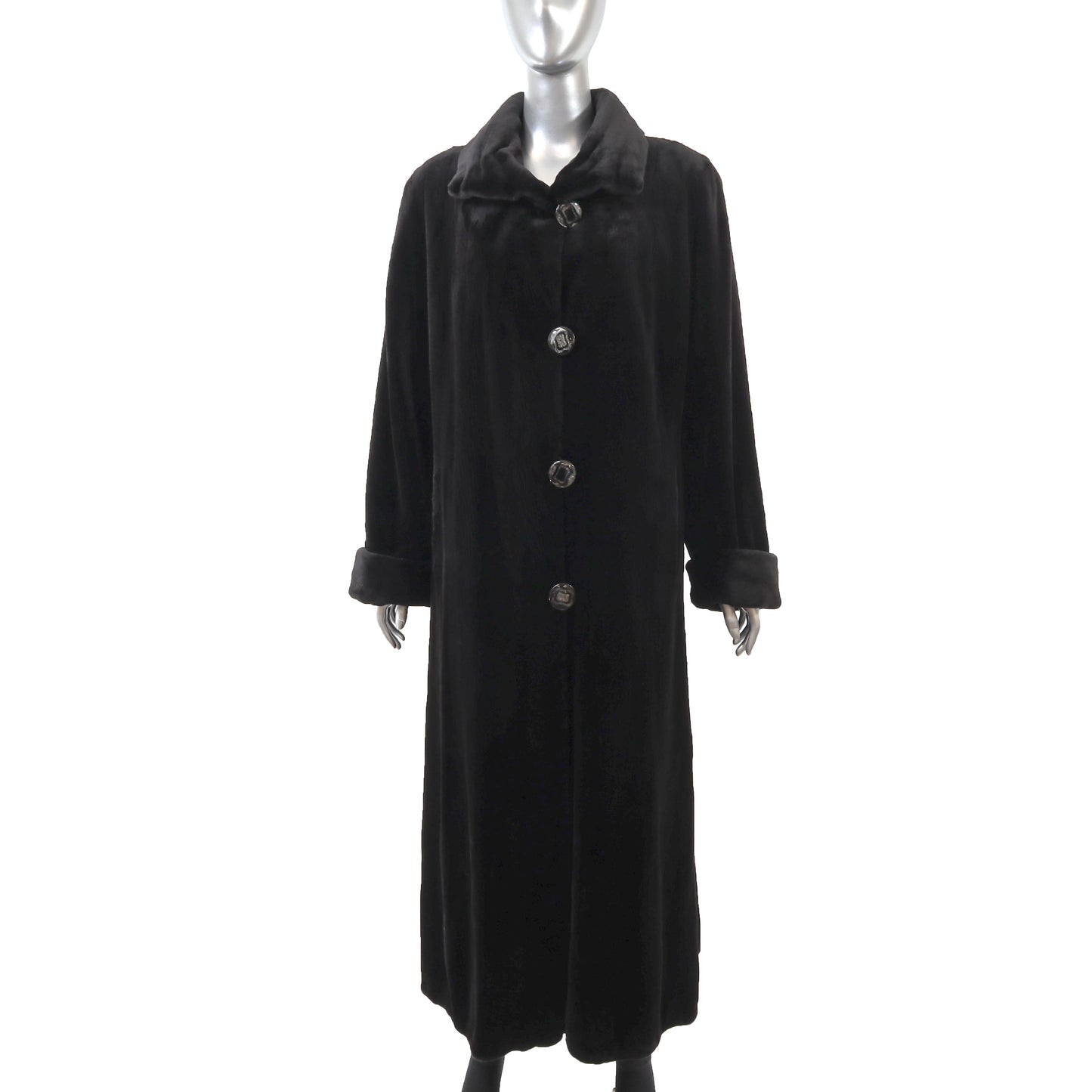 Black Sheared Mink Coat Reversible to Taffeta- Size S