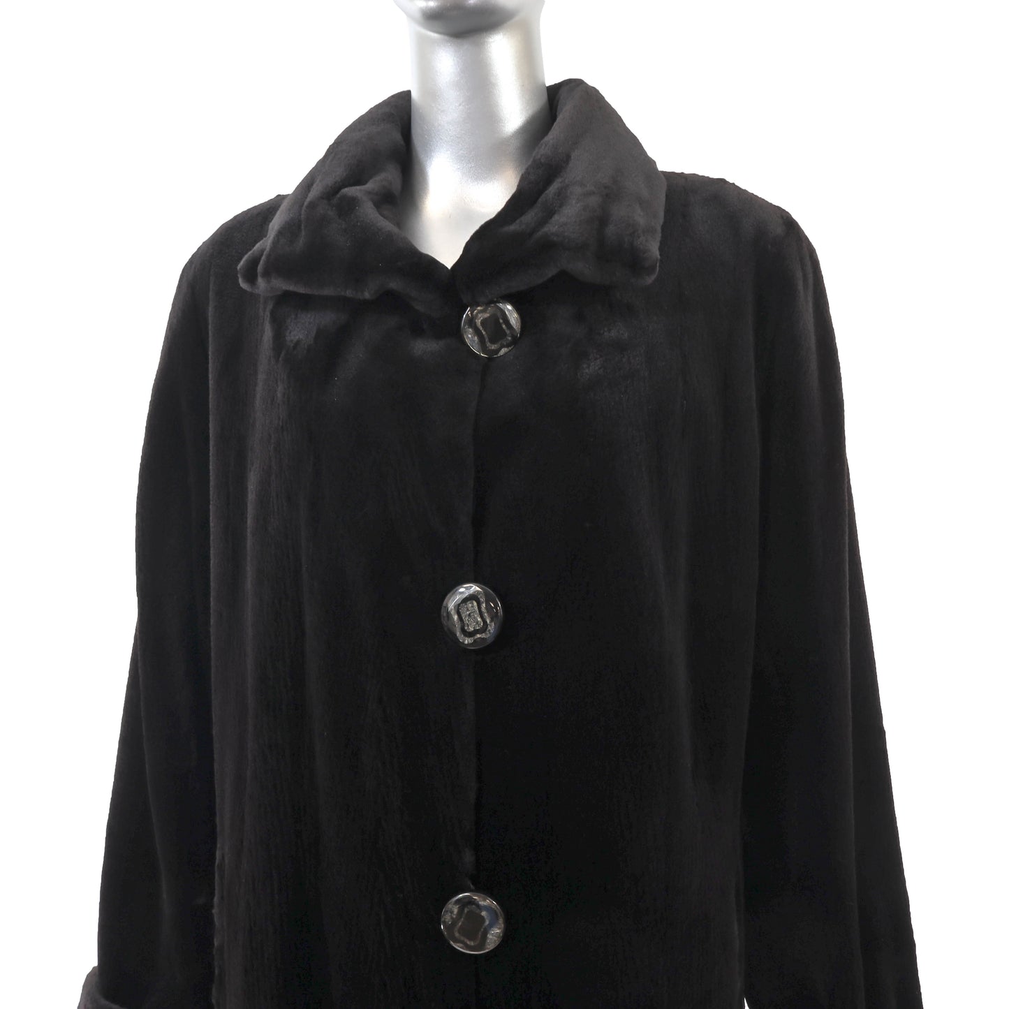 Black Sheared Mink Coat Reversible to Taffeta- Size S