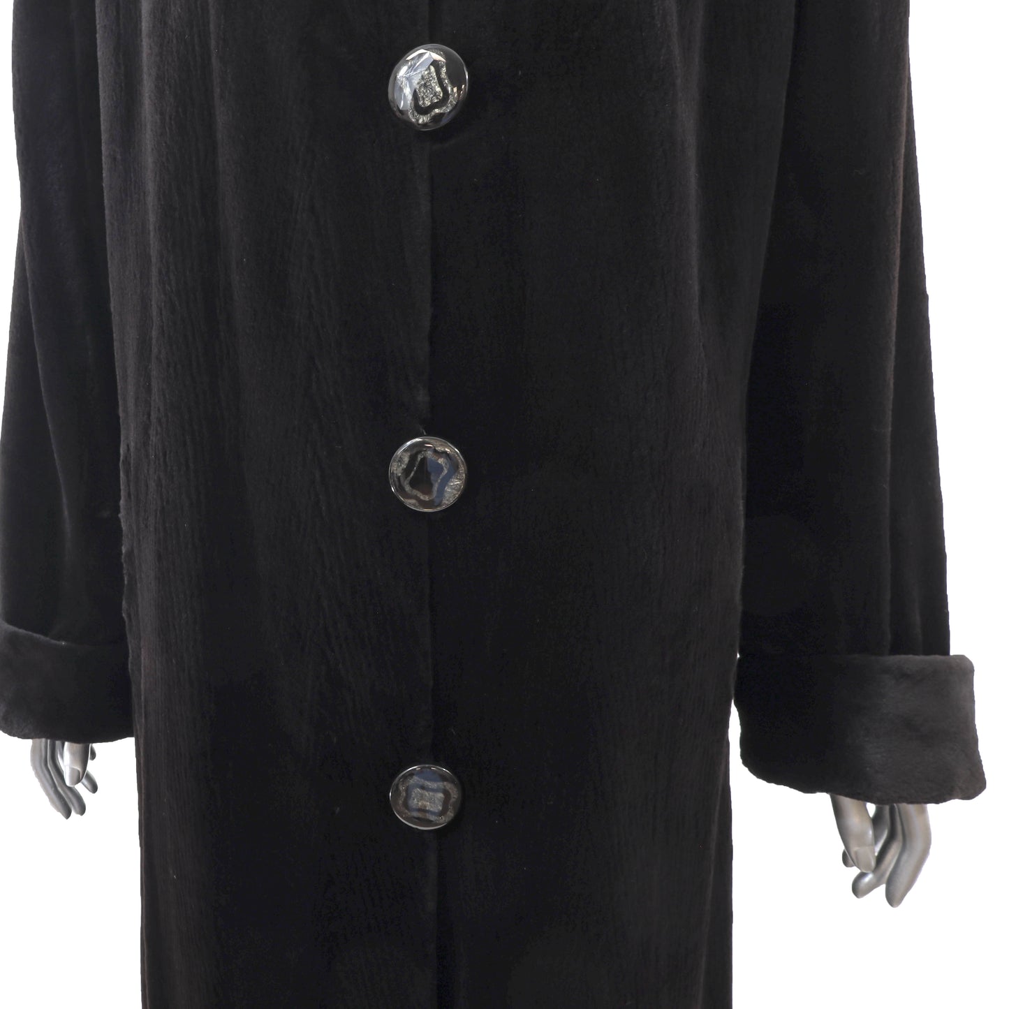 Black Sheared Mink Coat Reversible to Taffeta- Size S