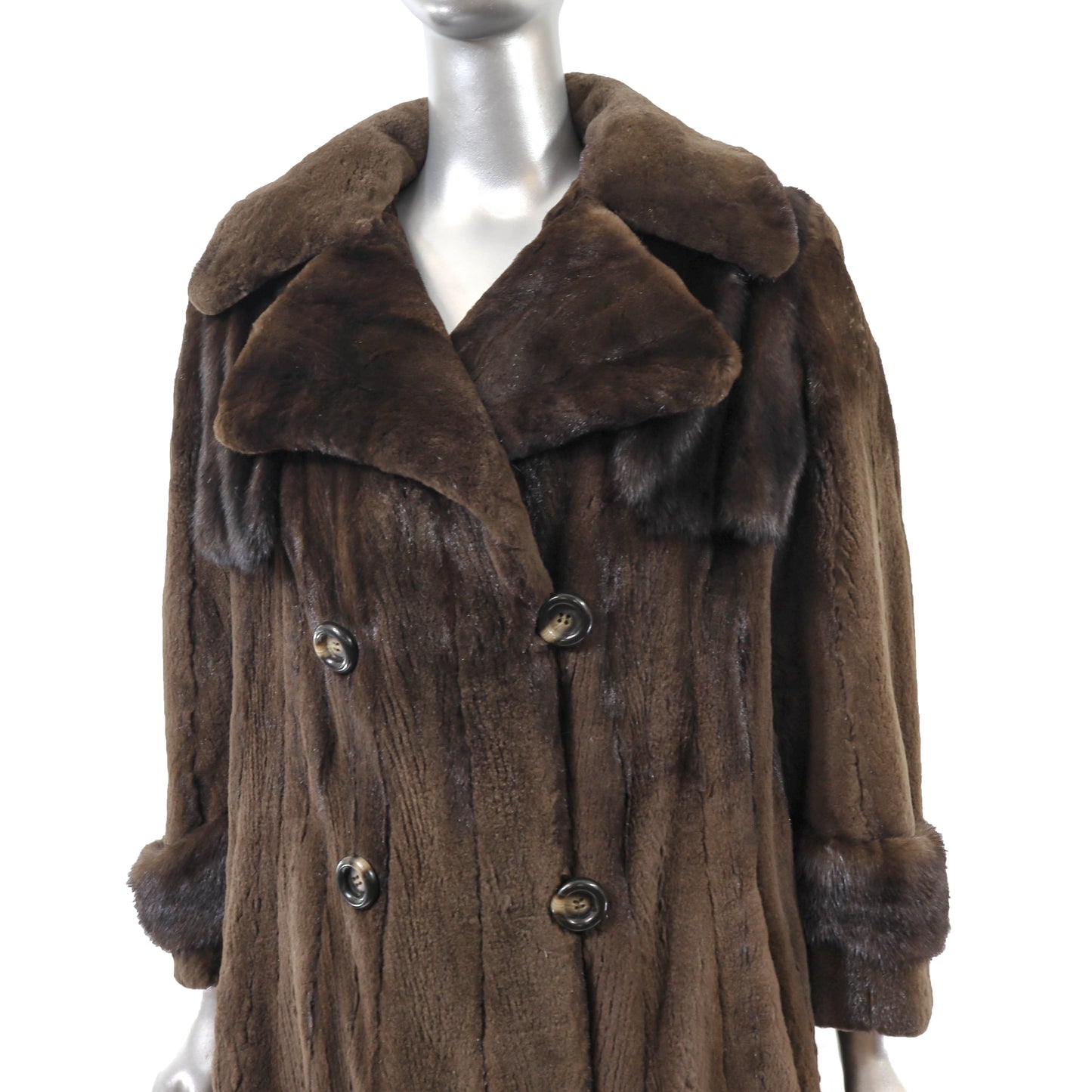 Brown Sheared Mink Coat- Size S