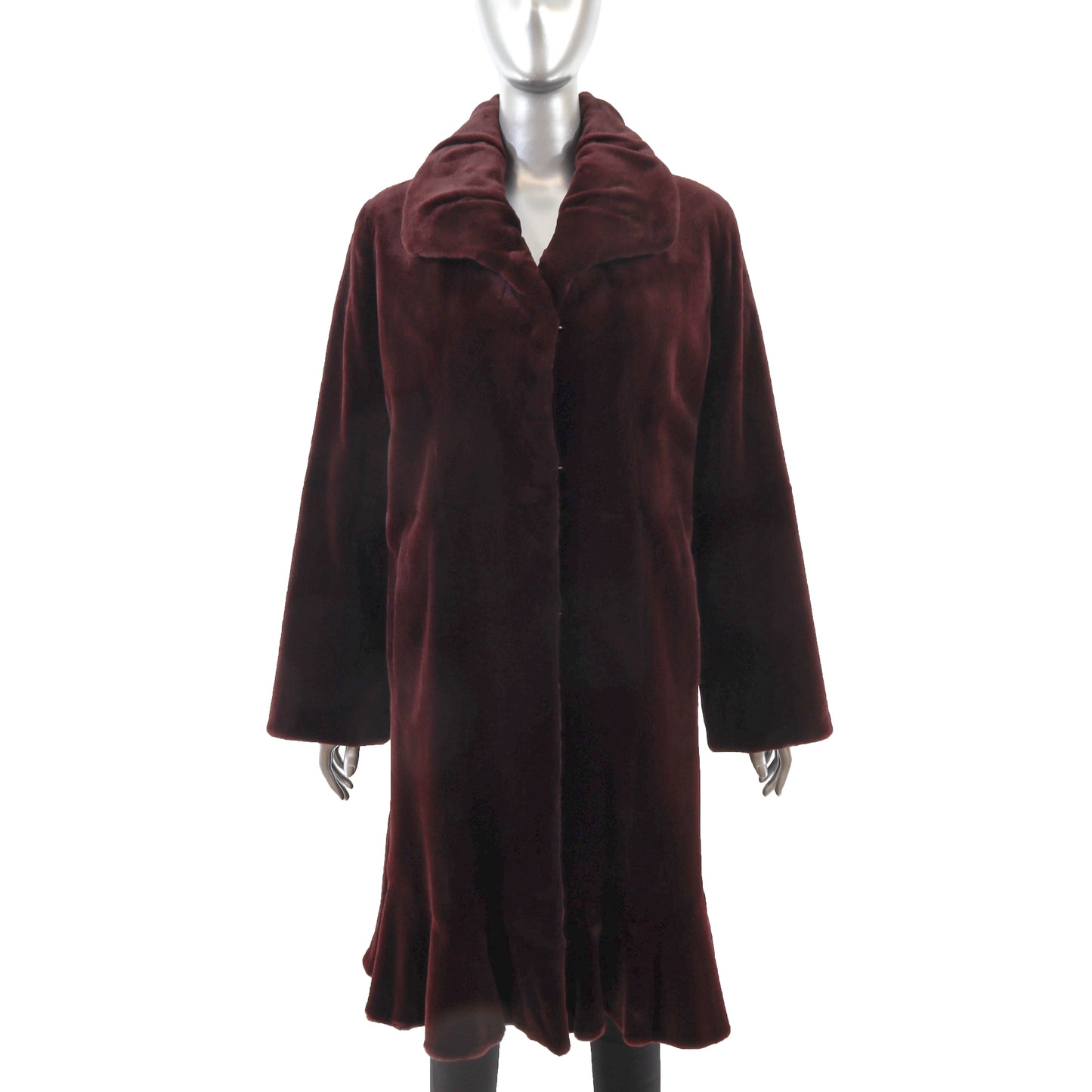 Neiman Marcus/ Feraud Burgundy Sheared Mink Coat- Size S