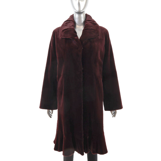 Neiman Marcus/ Feraud Burgundy Sheared Mink Coat- Size S