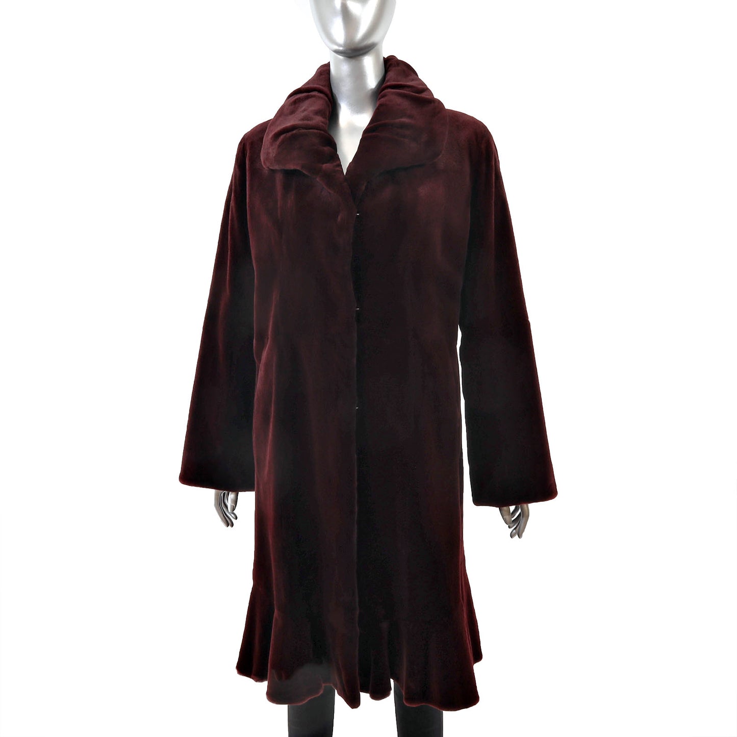 Neiman Marcus/ Feraud Burgundy Sheared Mink Coat- Size S