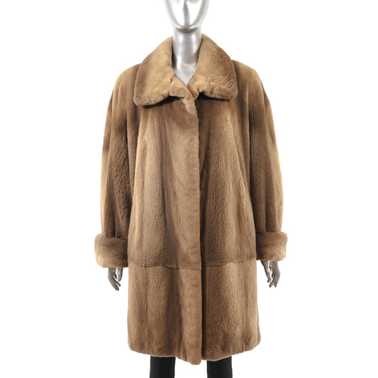 Brown Sheared Mink 3/4 Coat- Size M
