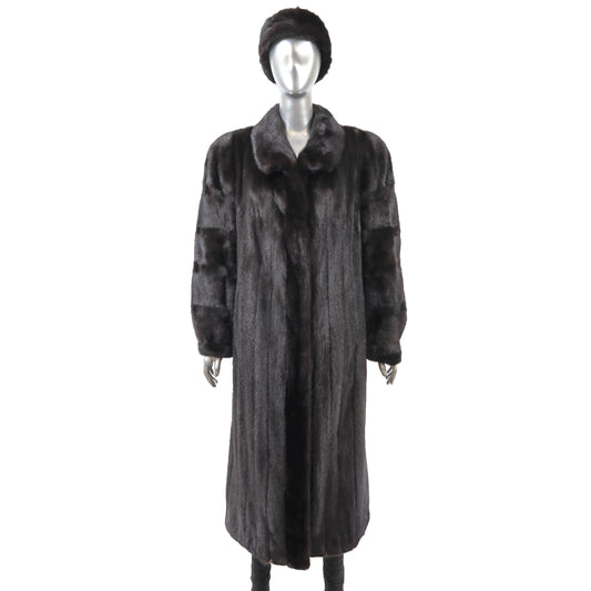 Black Mink Coat with Matching Hat- Size XL
