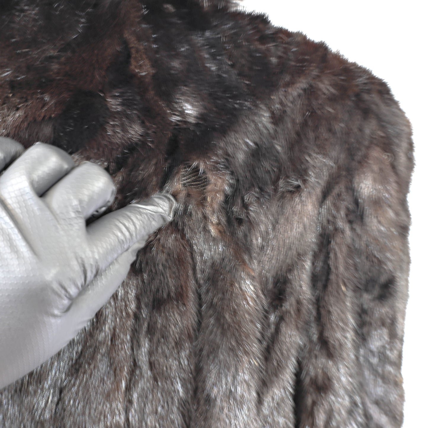 Black Section Mink Coat Reversible to Taffeta with Fox Tuxedo- Size L