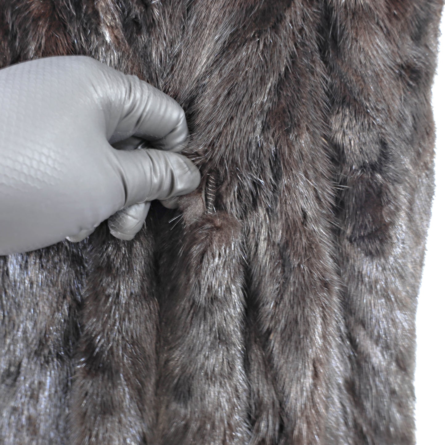 Black Section Mink Coat Reversible to Taffeta with Fox Tuxedo- Size L