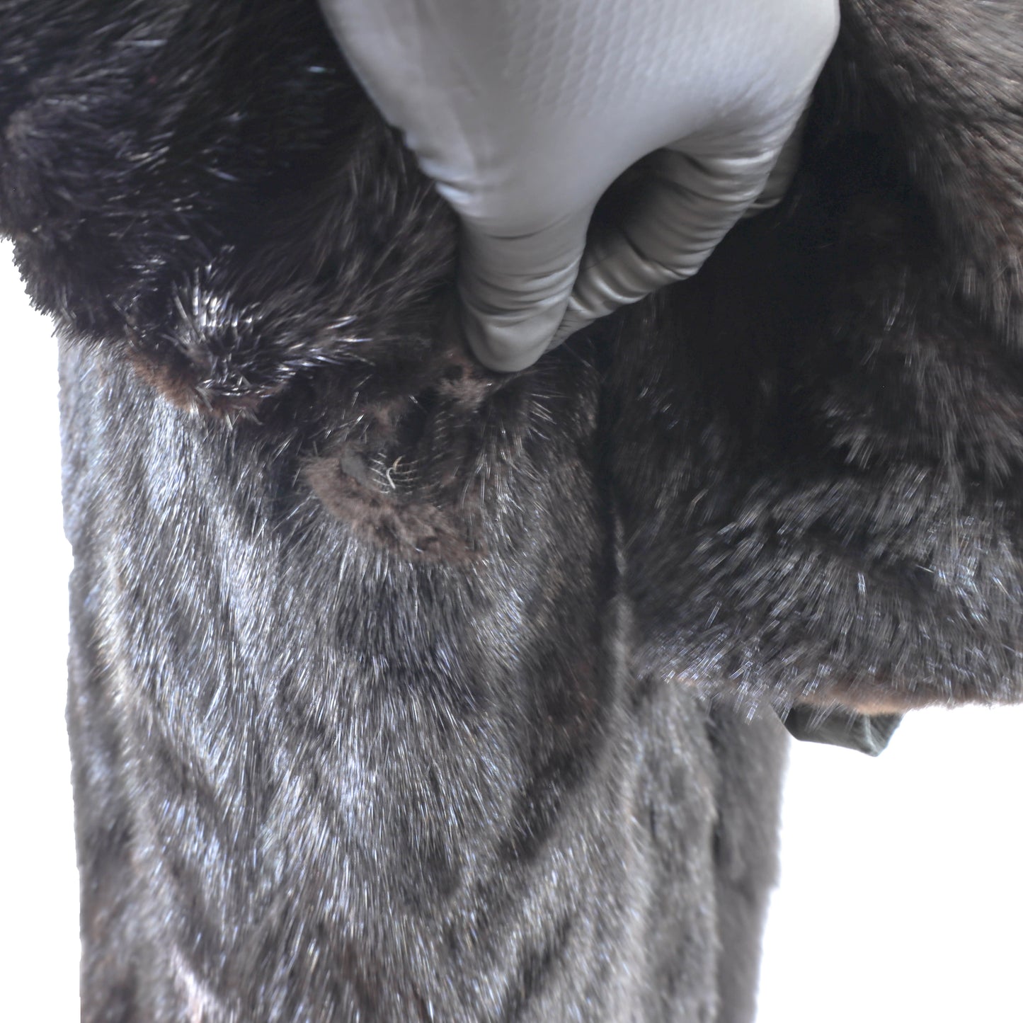 Black Section Mink Coat Reversible to Taffeta with Fox Tuxedo- Size L