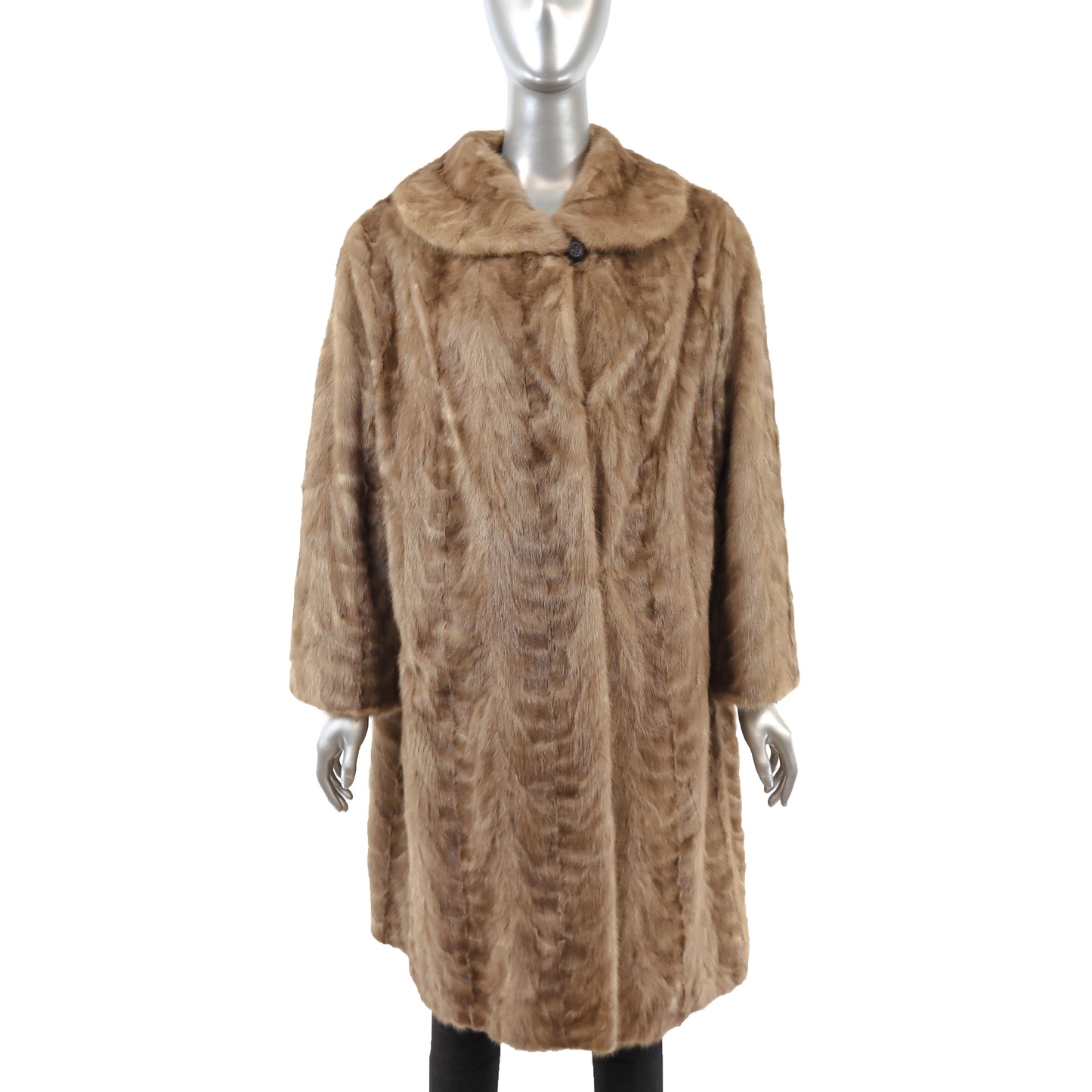 Light Brown Section Mink 3/4 Coat- Size XL