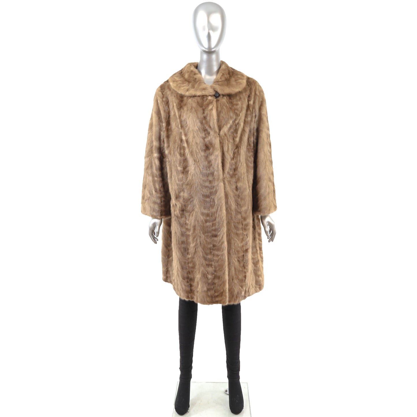 Light Brown Section Mink 3/4 Coat- Size XL