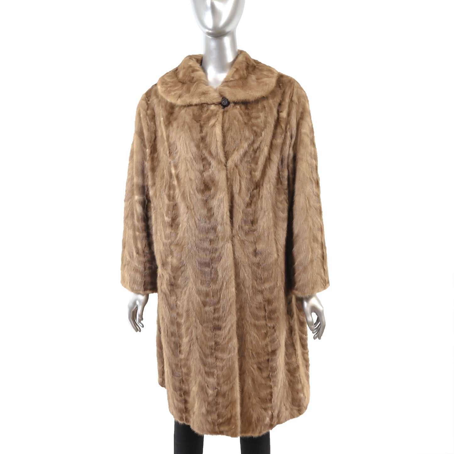 Light Brown Section Mink 3/4 Coat- Size XL