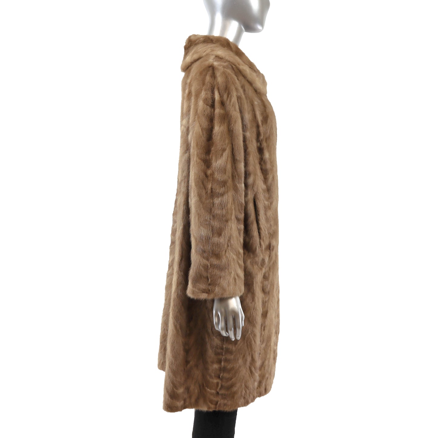 Light Brown Section Mink 3/4 Coat- Size XL
