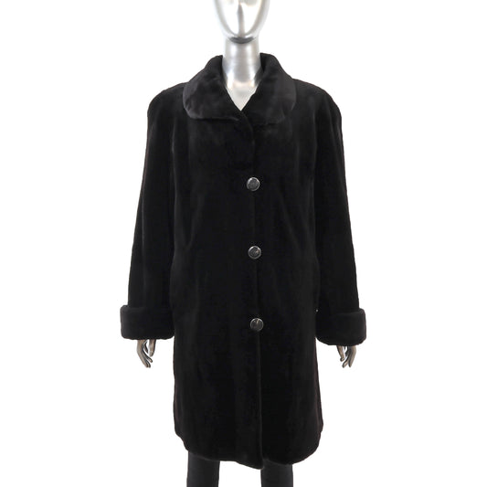Black Sheared Mink Coat Reversible to Taffeta- Size L