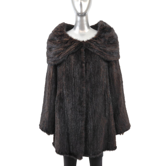 Brown Knitted Mink 3/4 Coat- Size XL