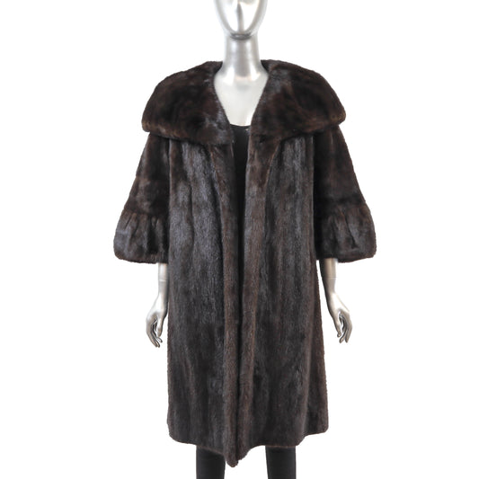 Dark Brown Mink Coat- Size XL