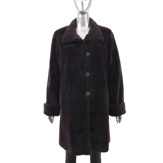 Neiman Marcus Eggplant Sheared Reversible Mink Coat- Size L