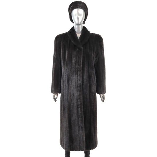Black Mink Coat with Matching Hat- Size M