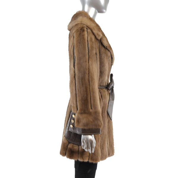 Autumn Haze Mink Coat with Leather Insert- Size S
