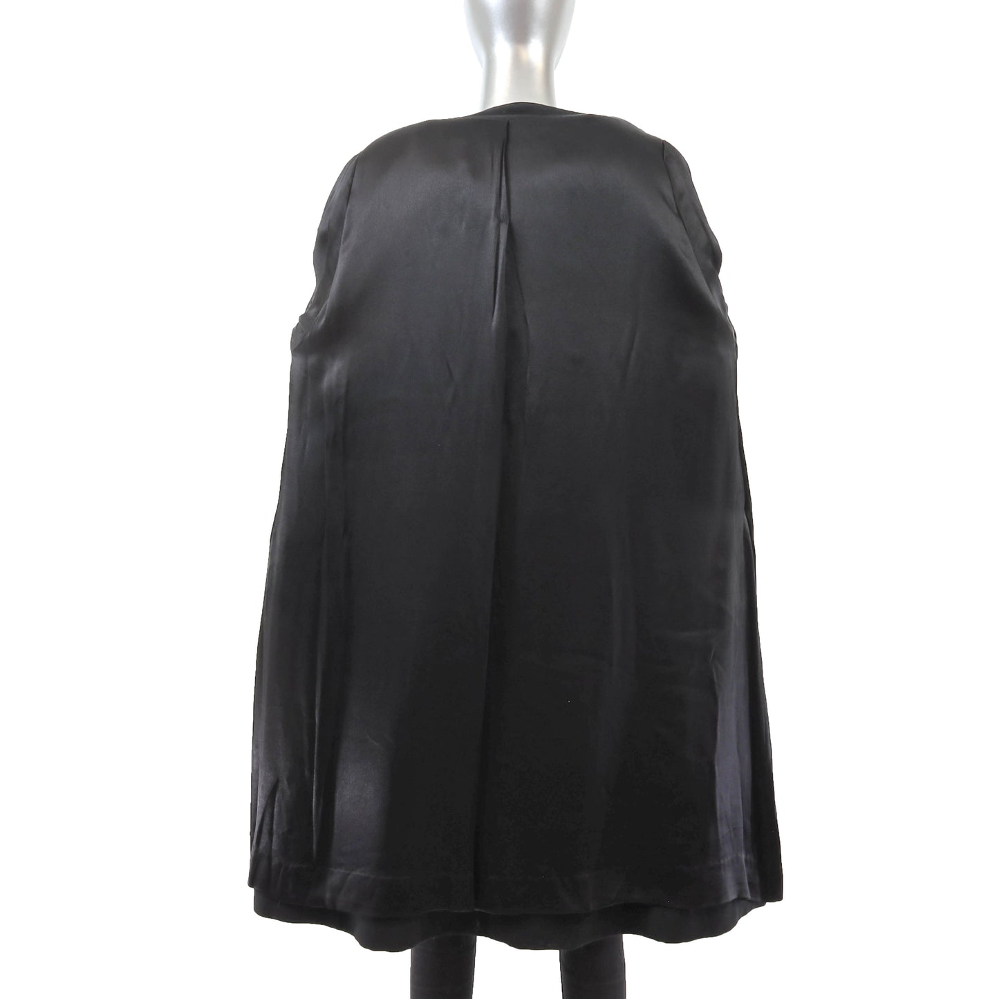 Black Wool Coat with Mink Trim- Size XL