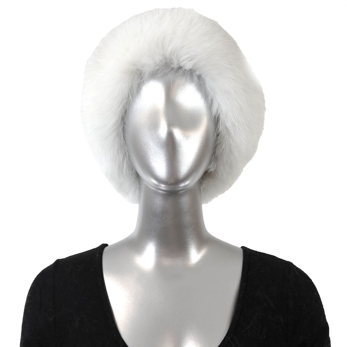 White Mink Hat with Fox- Size Free