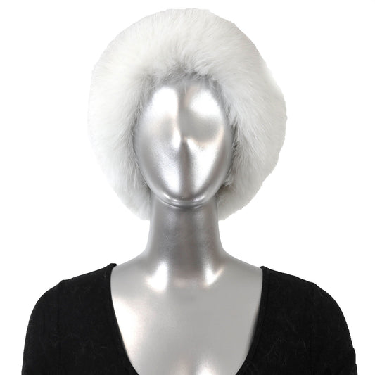 White Mink Hat with Fox- Size Free