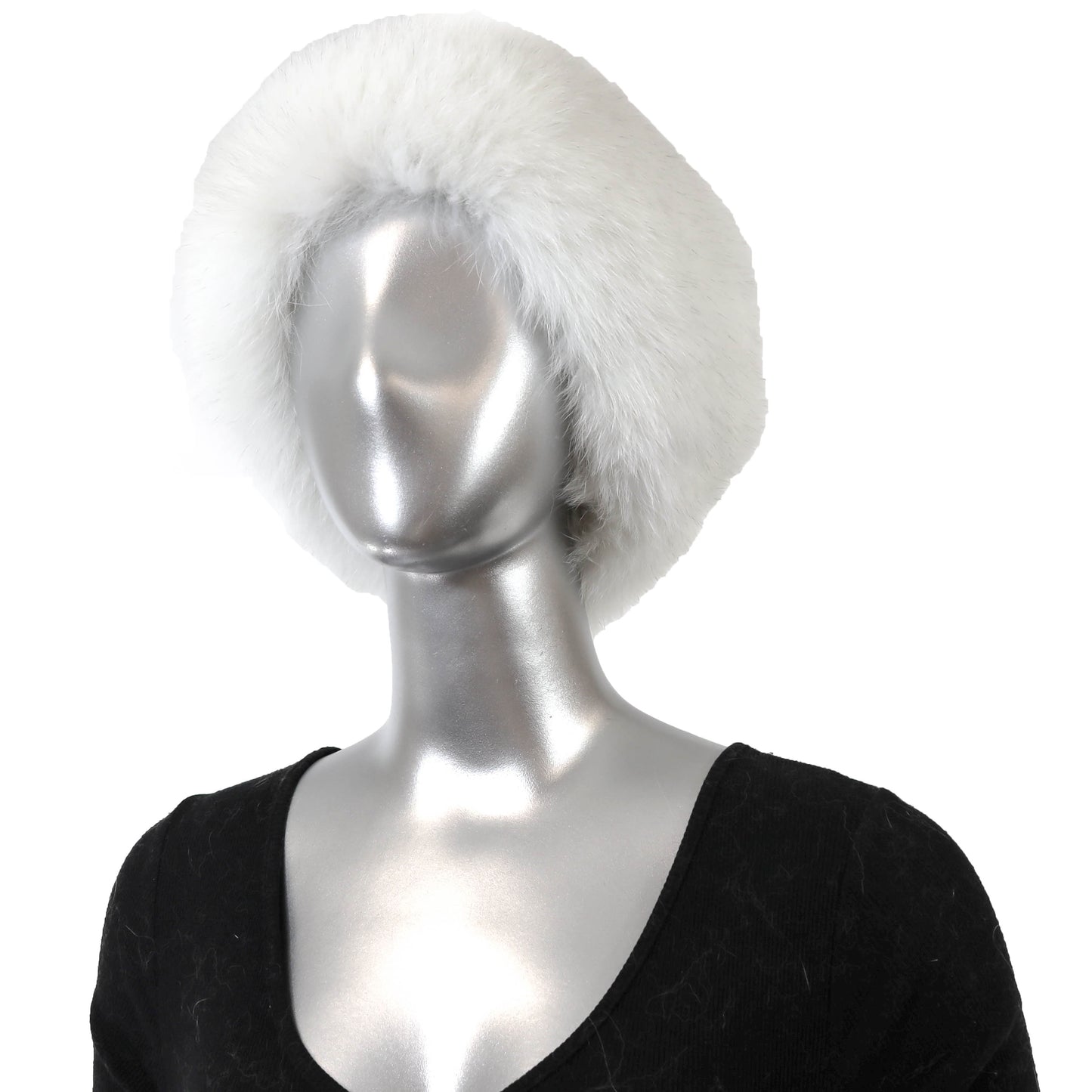 White Mink Hat with Fox- Size Free