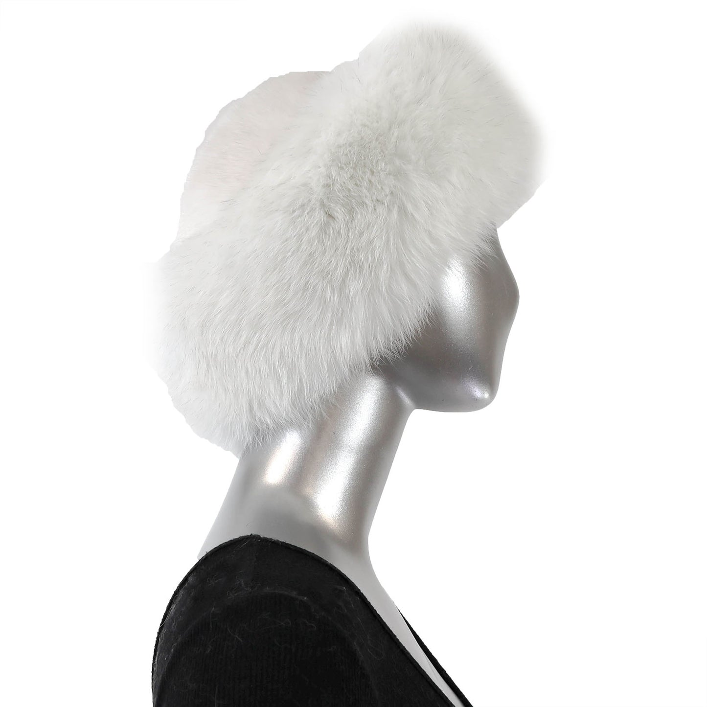 White Mink Hat with Fox- Size Free