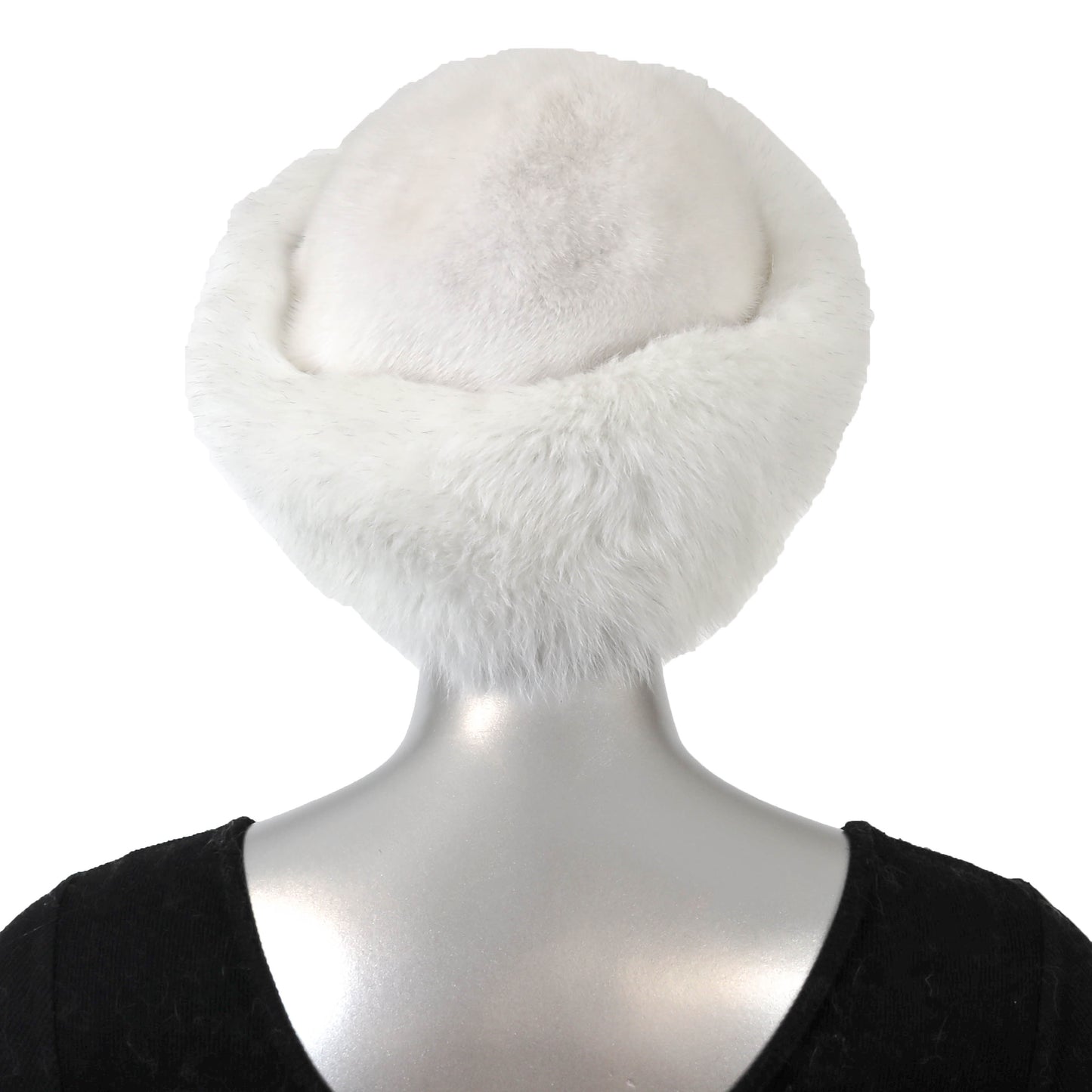 White Mink Hat with Fox- Size Free