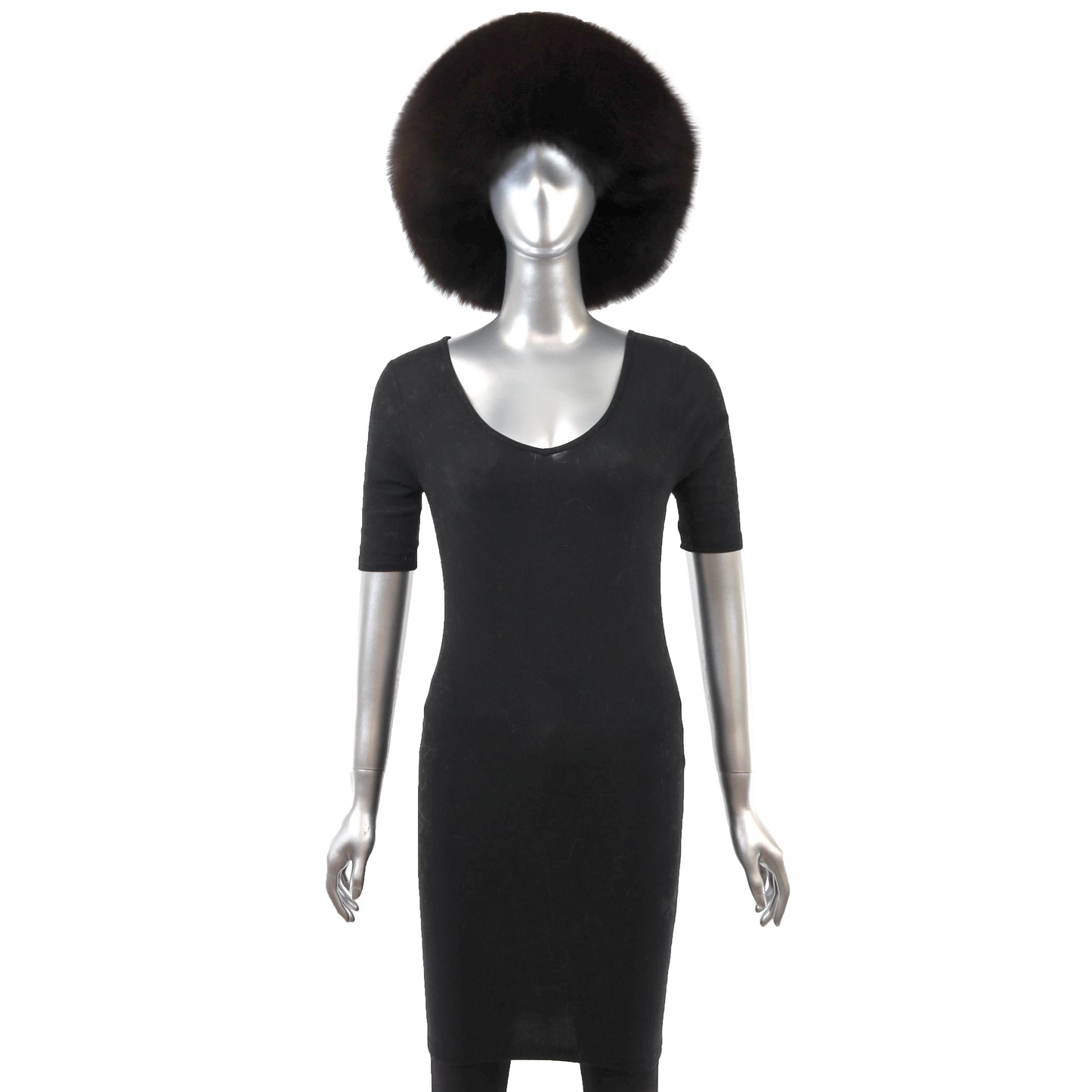 Dark Brown Mink Hat with Fox- Size Free