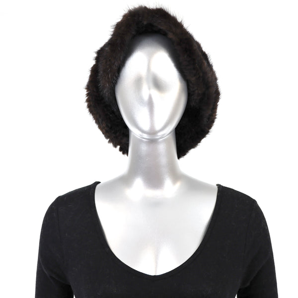 Mahogany Knitted Mink Hat- One Size