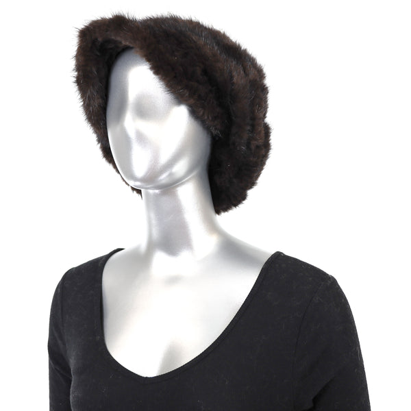 Mahogany Knitted Mink Hat- One Size