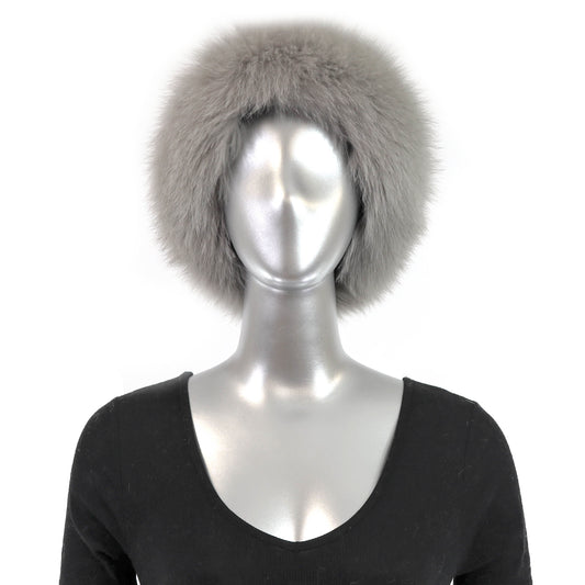 Grey Mink Hat with Fox- Size Free