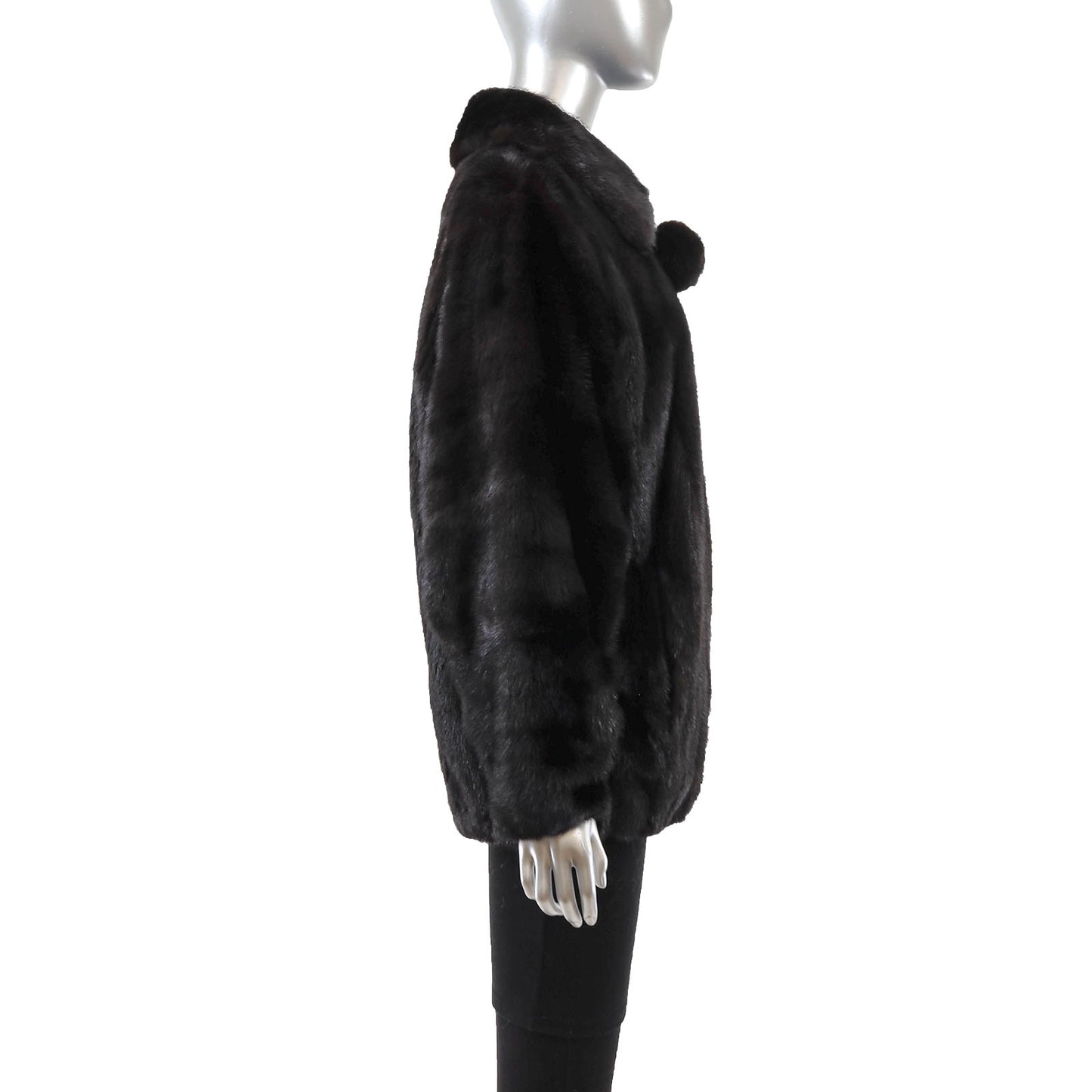 Black Mink Bomber Jacket- Size L