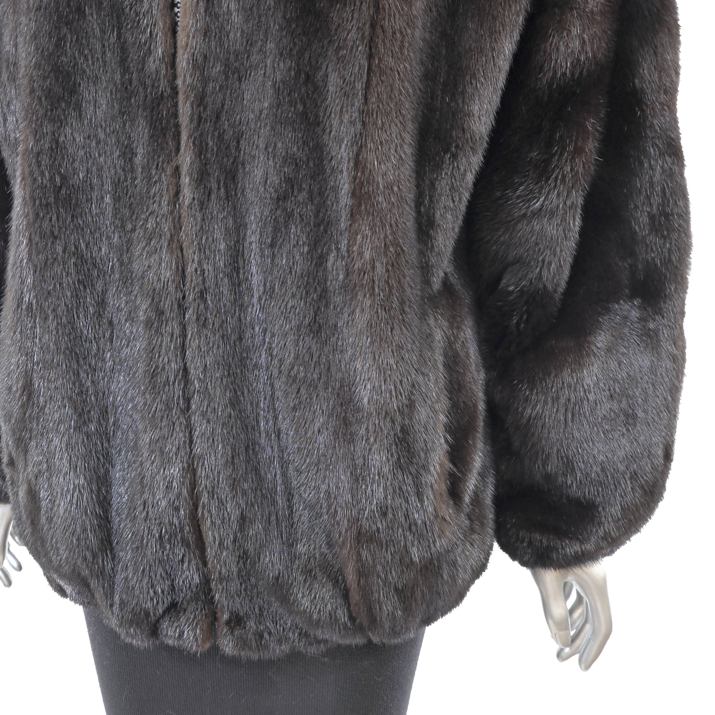 Black Mink Bomber Jacket- Size L