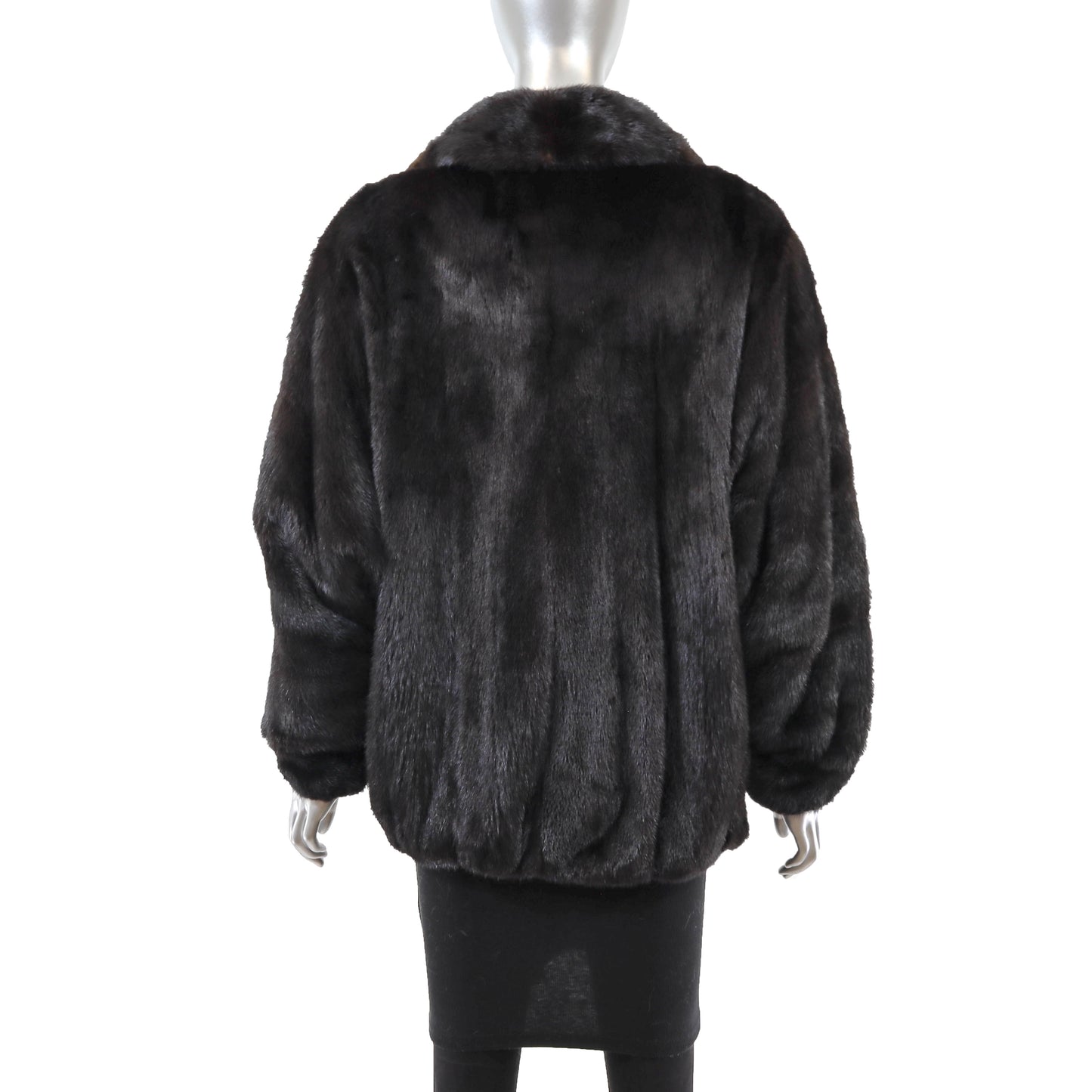 Black Mink Bomber Jacket- Size L