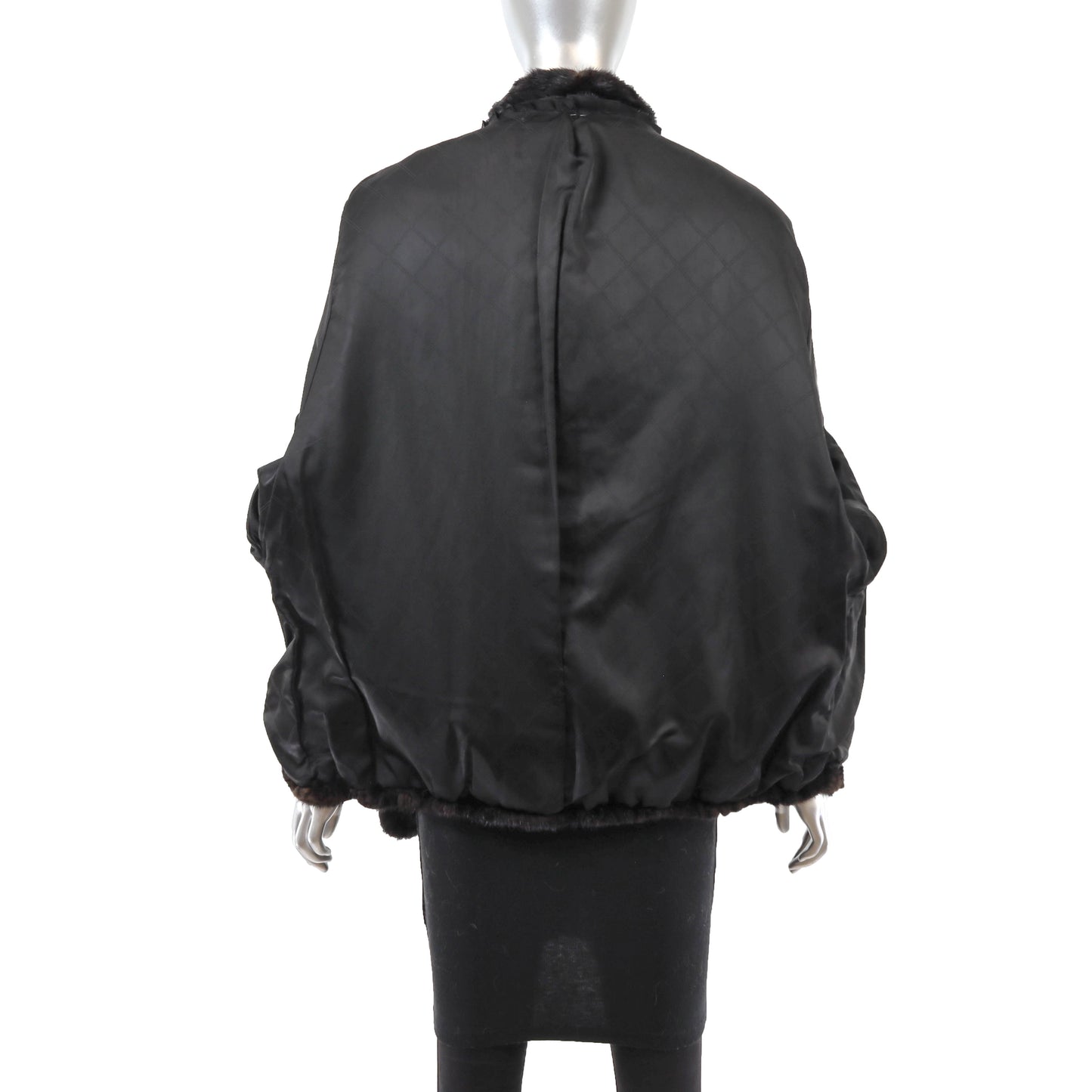 Black Mink Bomber Jacket- Size L