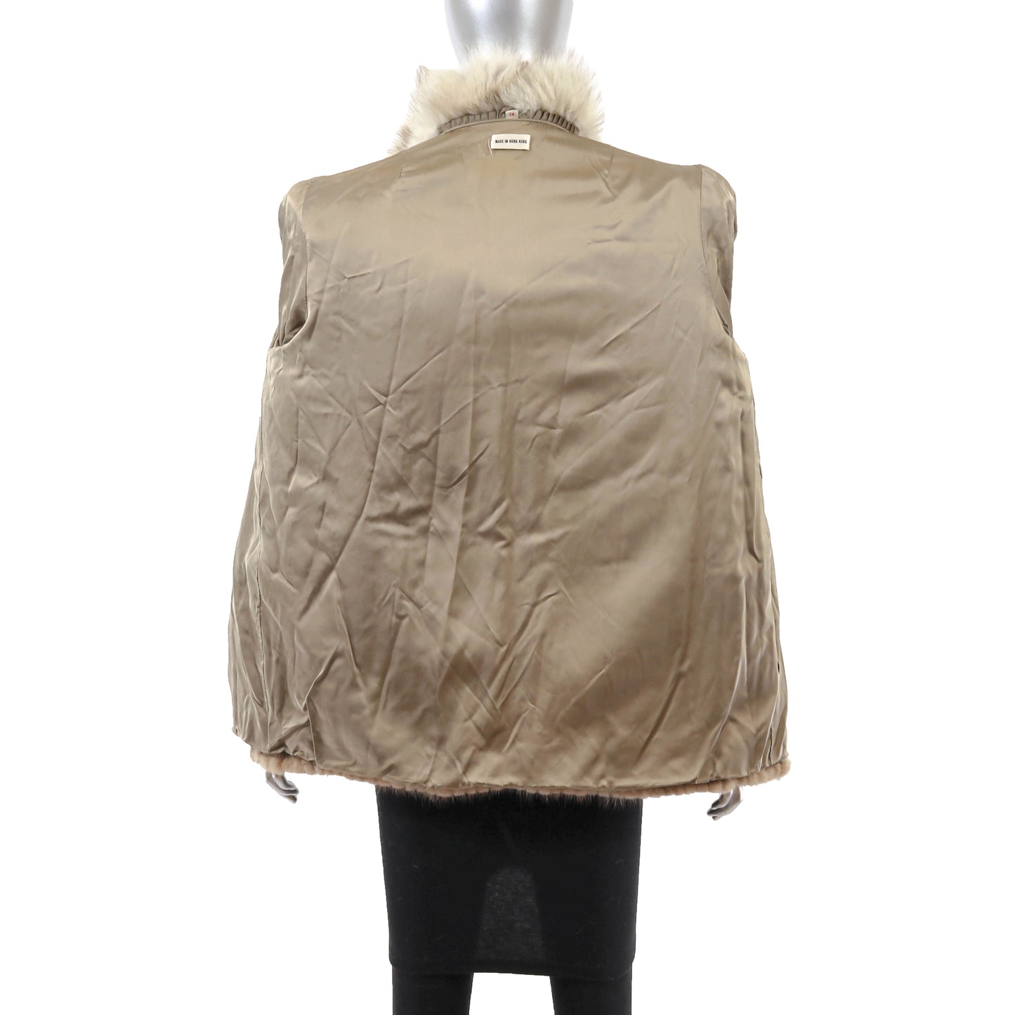 Light Brown Corded Mink Jacket with Fox Tuxedo- Size M