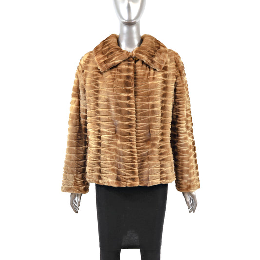 Whiskey Laser Cut Mink Jacket- Size M