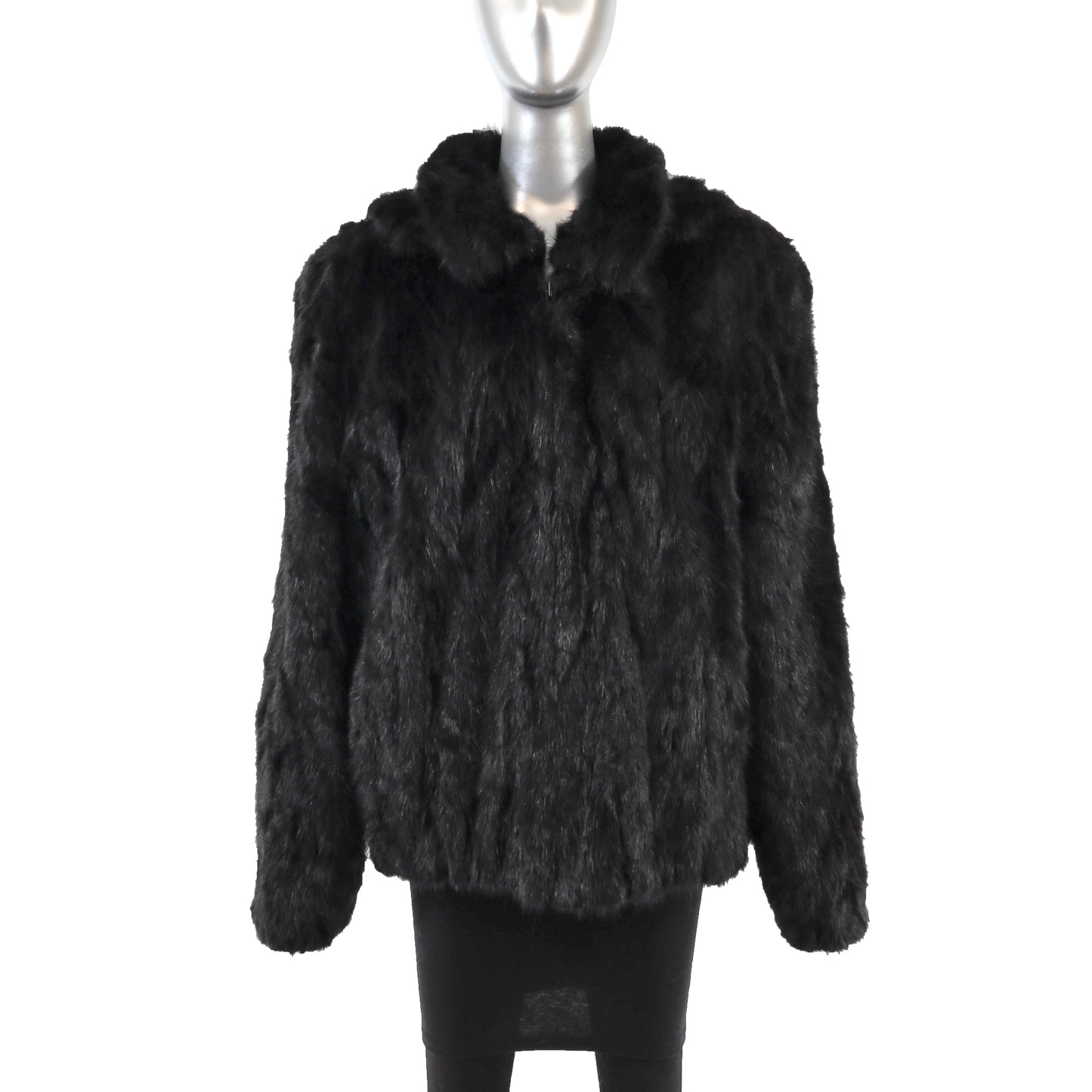 Men's Black Section Mink Jacket with Detachable Hood- Size XXL