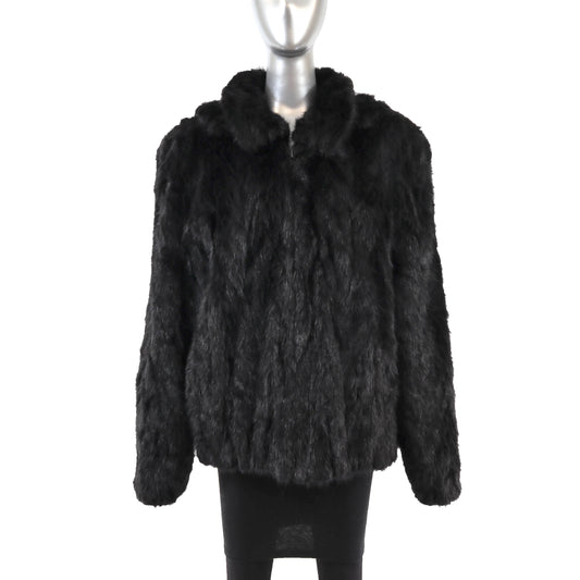 Men's Black Section Mink Jacket with Detachable Hood- Size XXL
