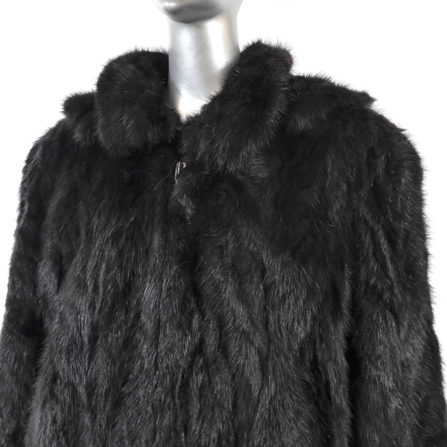 Men's Black Section Mink Jacket with Detachable Hood- Size XXL
