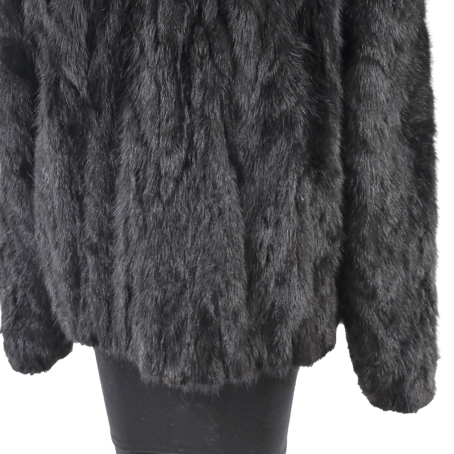 Men's Black Section Mink Jacket with Detachable Hood- Size XXL