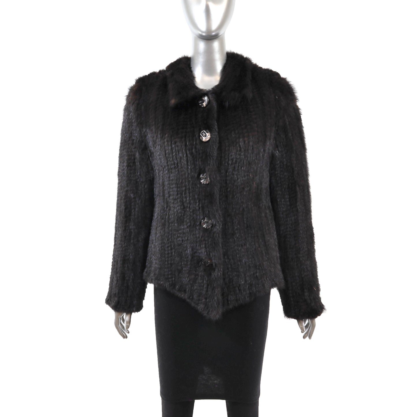 Brown Knitted Mink Jacket- Size M