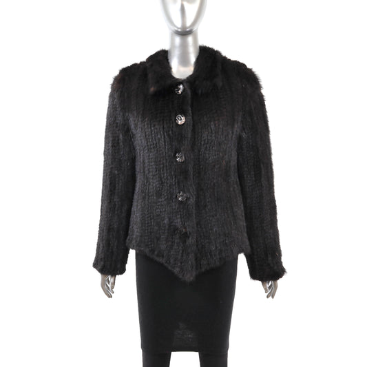 Brown Knitted Mink Jacket- Size M