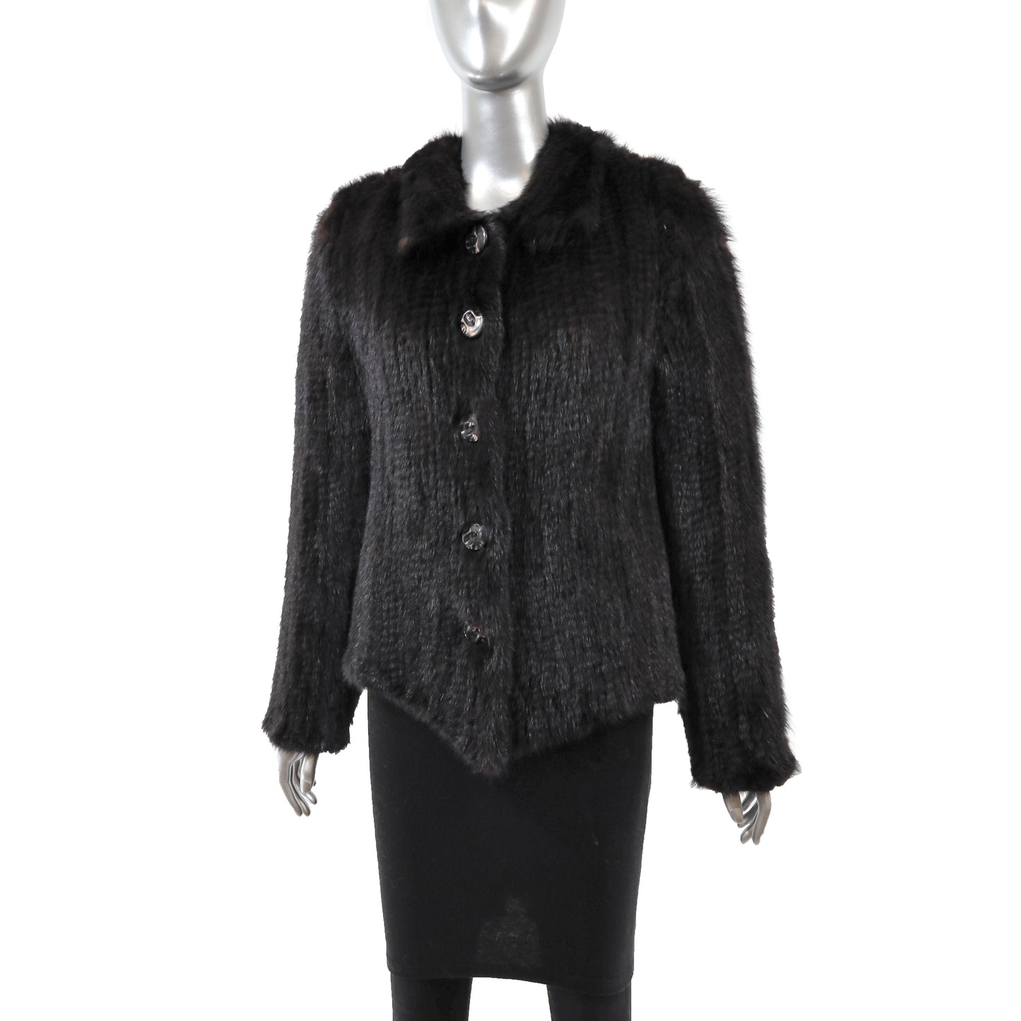 Brown Knitted Mink Jacket- Size M