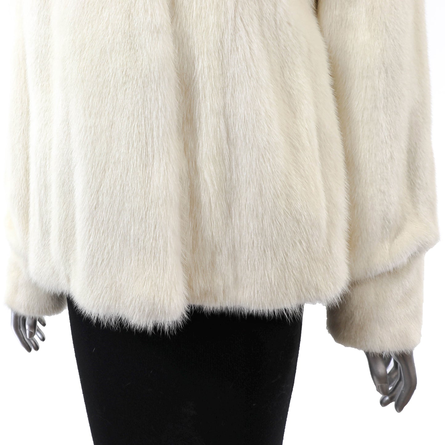 White Hooded Mink Jacket- Size S-M