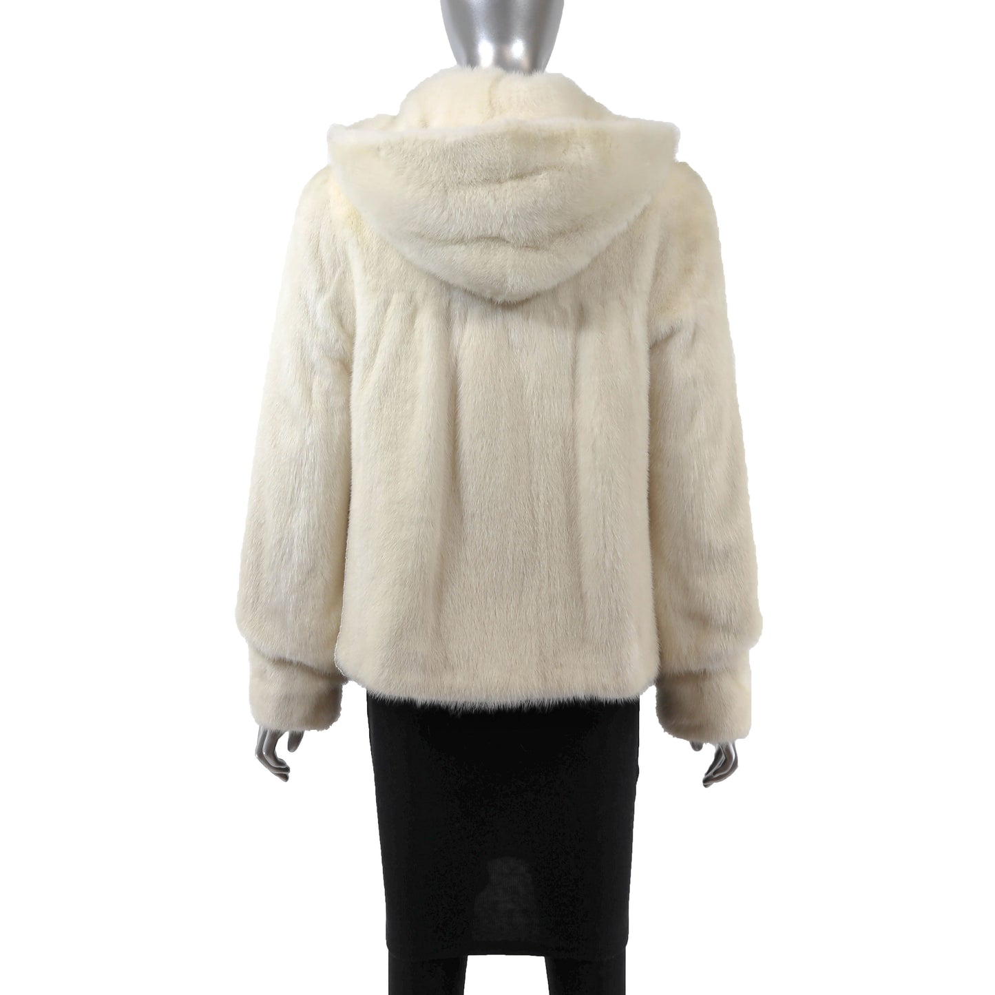 White Hooded Mink Jacket- Size S-M