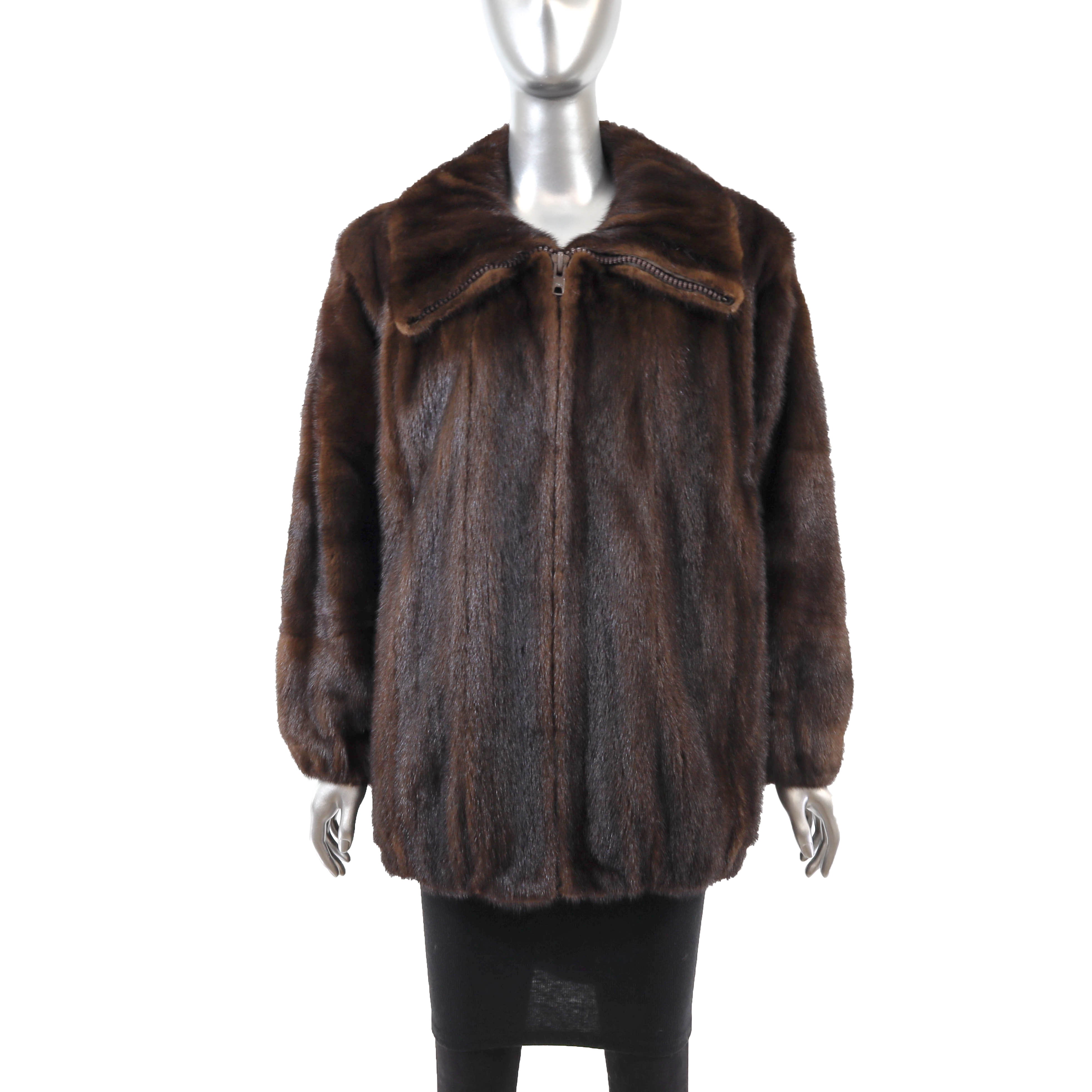 イヴサンローランYSLヴィンテージ ファージャケット ショート丈 80s 90s YSL Brown Mink Jacket- Size L – VintageFurs