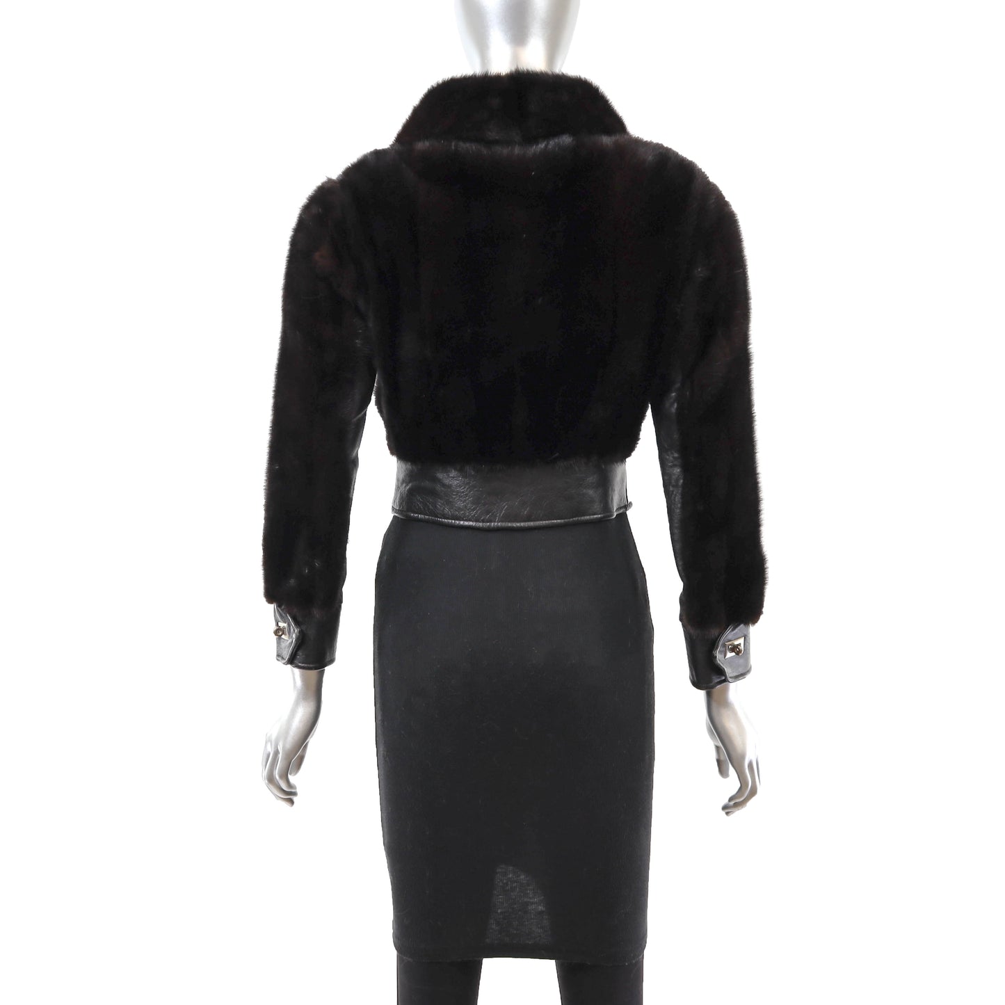 Dark Brown Mink and Leather Jacket- Size XS
